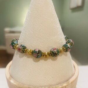 Vintage Cloisonné & Gold Bracelet